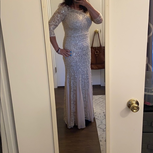 MARINA Dresses & Skirts - Marina Beige/Nude Sequined Gown